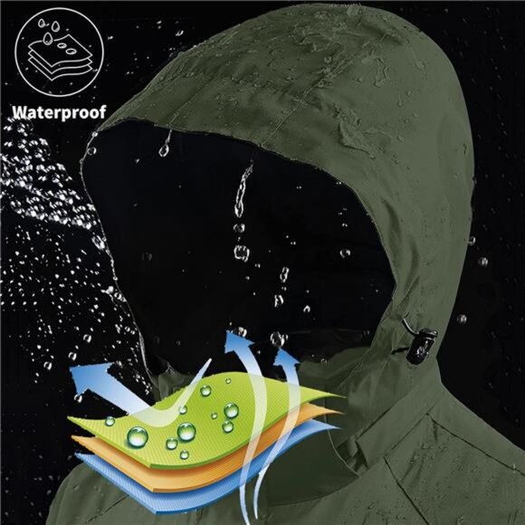 Mens Lightweight Waterproof Jacket Windproof Rain Hooded jackets for Running - Picture 5 of 6